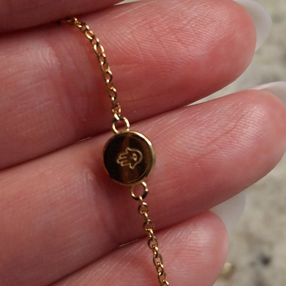 Solid Gold Evil Eye Bracelet - 18k - image 2